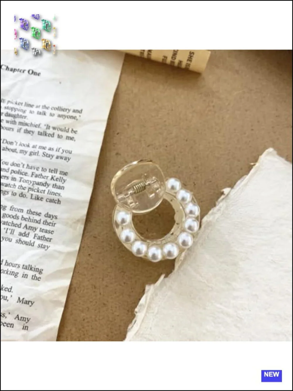 Set of 4 Mini Pearl Hair Claw Clips with Strong Spring Hold